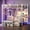 White, variant on Twin Over Twin L Shaped Bunk Bed with Built-in Desk, 6 Storage Drawers, LED Light & Charging Station, Staircase & Safety Guardrail, Space Saving White Metal Loft Bed Frame