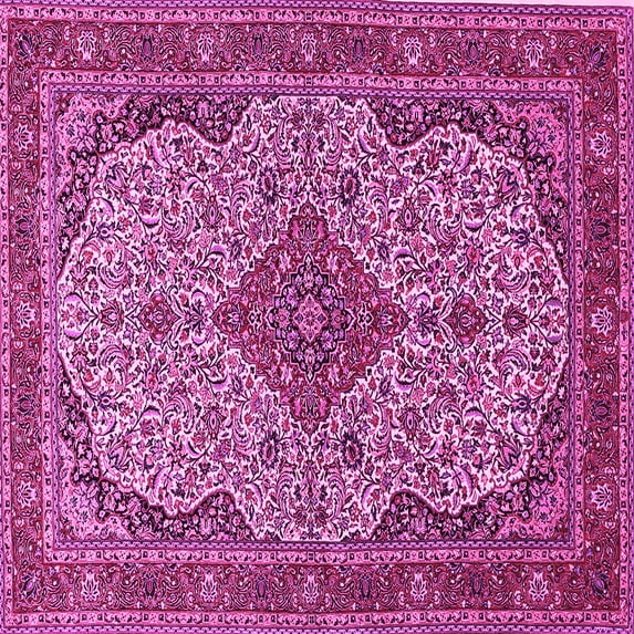 Ahgly Company Indoor Square Medallion Pink Traditional Area Rugs, 4' Square