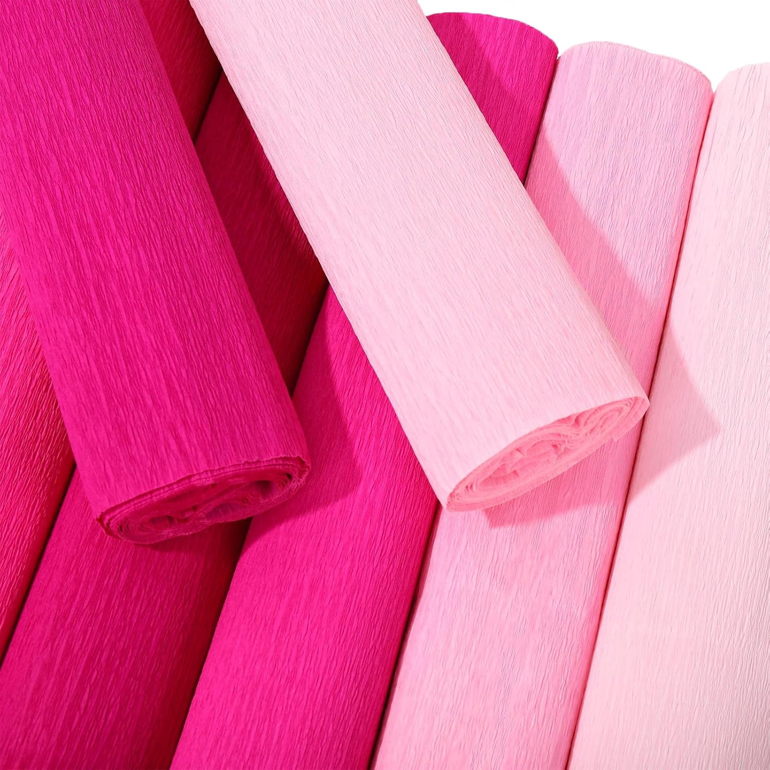 8 Rolls 65.6ft Pink Crepe Paper Streamers 25 x 250cm 4 Colors Party Streamers Pink Theme Crepe Paper Roll Decorative Craft Streamer for DIY Gift Wrapping Crafts Decor