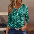 Angju Women's Floral Print Halloween V Neck Shirt 3/4 Sleeve Casual