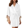 thumbnail image 1 of Lixiuxyad Soft Velvet Cozy Sleep Robe,White, 1 of 6