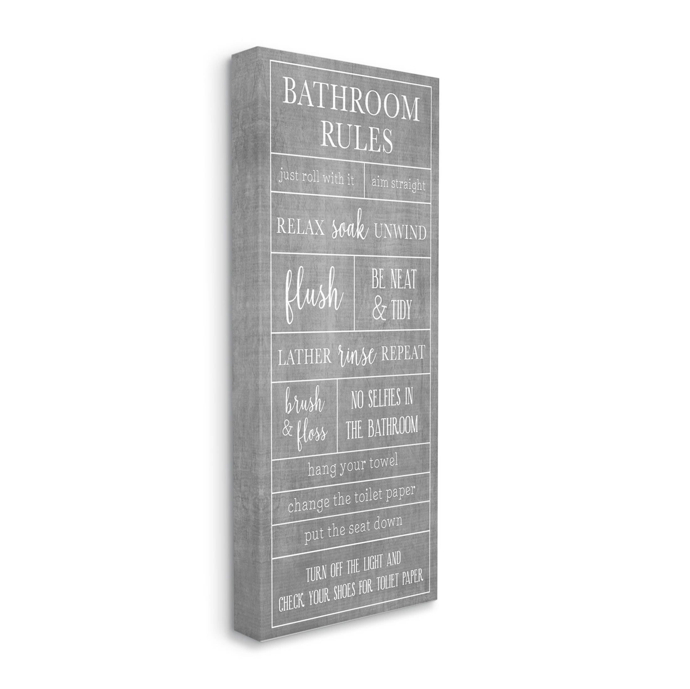Stupell Industries Varied Bathroom Rules Graphic Art Gallery Wrapped Canvas Print Wall Art, Design by Natalie Carpentieri