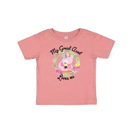 

Inktastic Baby Flamingo My Great Aunt Loves Me with Flower Wreath Gift Baby Boy or Baby Girl T-Shirt