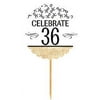 36th Birthday / Anniversary Novelty Burlap Cupcake Decoration Picks -12pack