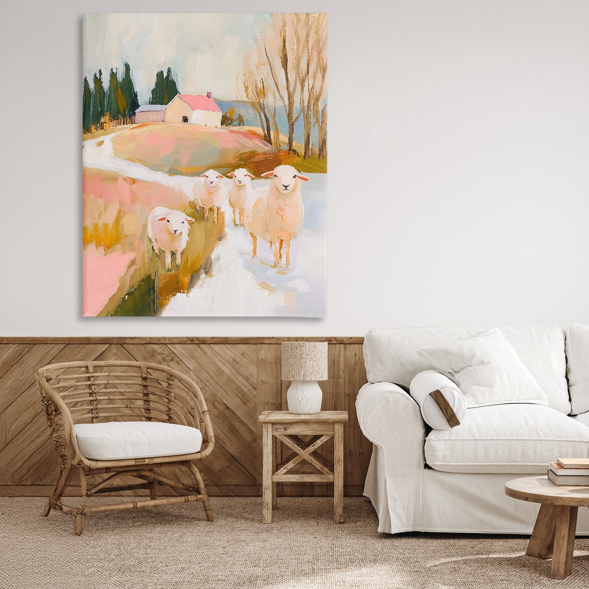Stupell Industries Sheep on the Roadside Pasture Canvas Wall Art, design by The Prints Vibe