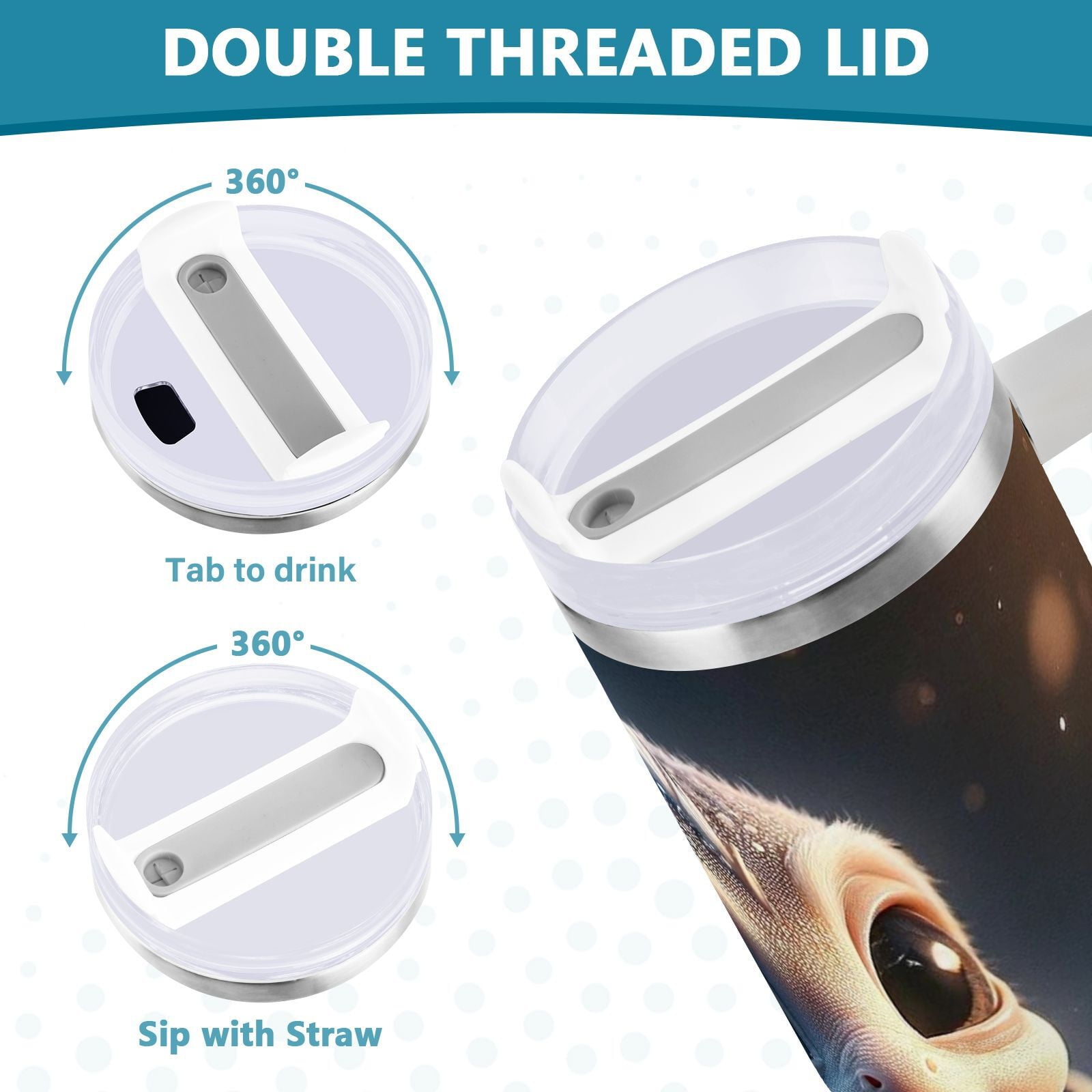 JSTEL Cute Baby Dragon 30 oz Tumbler Stainless Steel Water Bottle Vacuum Insulated Cup with Straw Lid & Handle For Travel Car Cup Holder