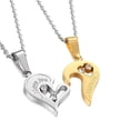 thumbnail image 2 of Conjunto de joyería para mujer de acero inoxidable con corazón magnético para parejas, collar con colgante de amor y amistad, rompecabezas de corazón a juego, 2 of 5