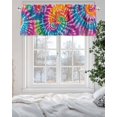 thumbnail image 5 of Tie-Dye Art Valances for Windows Watercolor Colorful Ethnic Style Abstract Art Dyeing Valance Rod Pocket Short Window Treatments Curtains for Kitchen Bathroom Living Room Bedroom, 42 x 18 Inch, 5 of 7