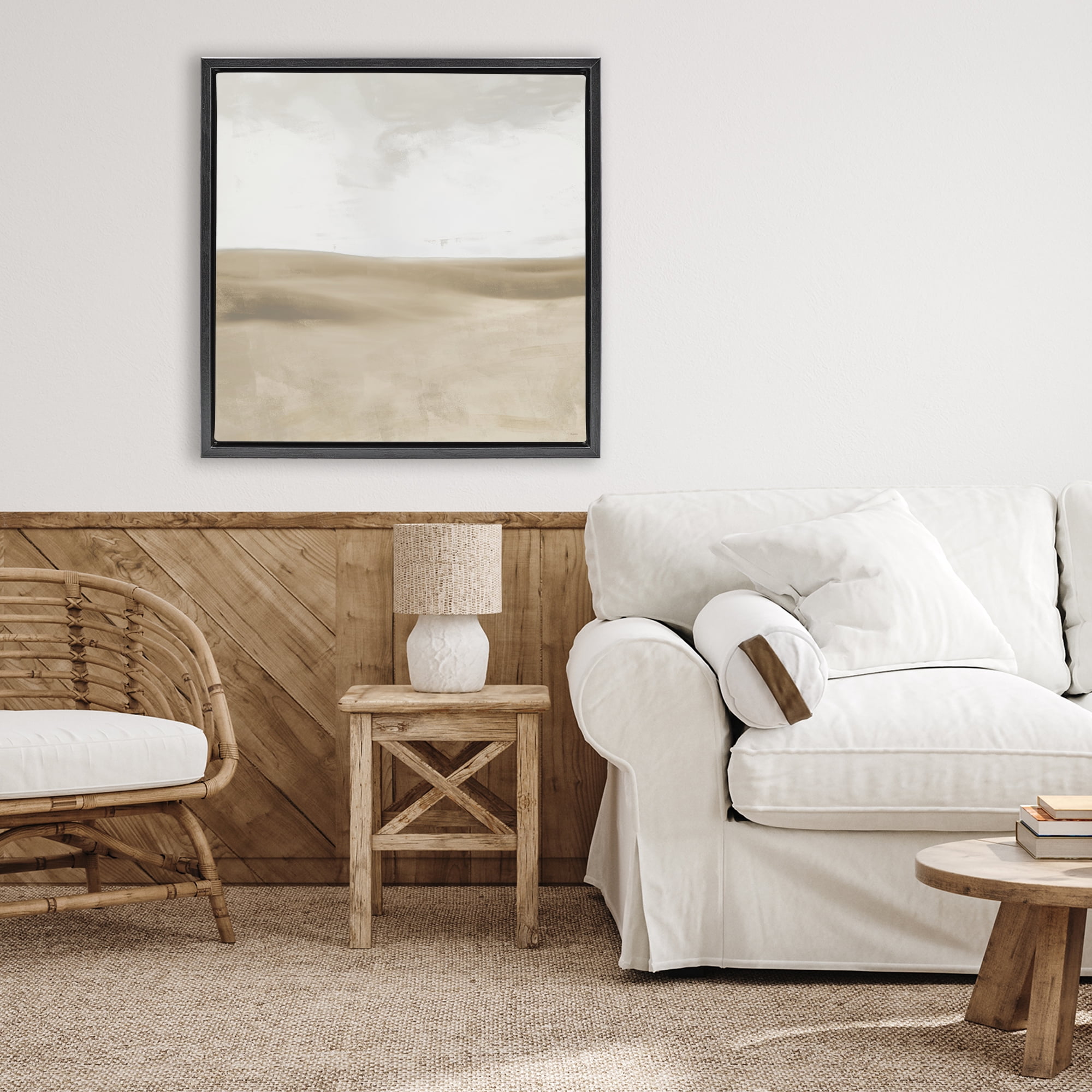 Stupell Industries Smooth Neutral Hills Black Framed Floater Canvas Wall Art, design by Dan Meneely