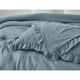 thumbnail image 3 of Chezmoi Collection Nora 3-Piece Dusty Blue Ruffled Edge Trim Microfiber Comforter Set, King Size, 3 of 8