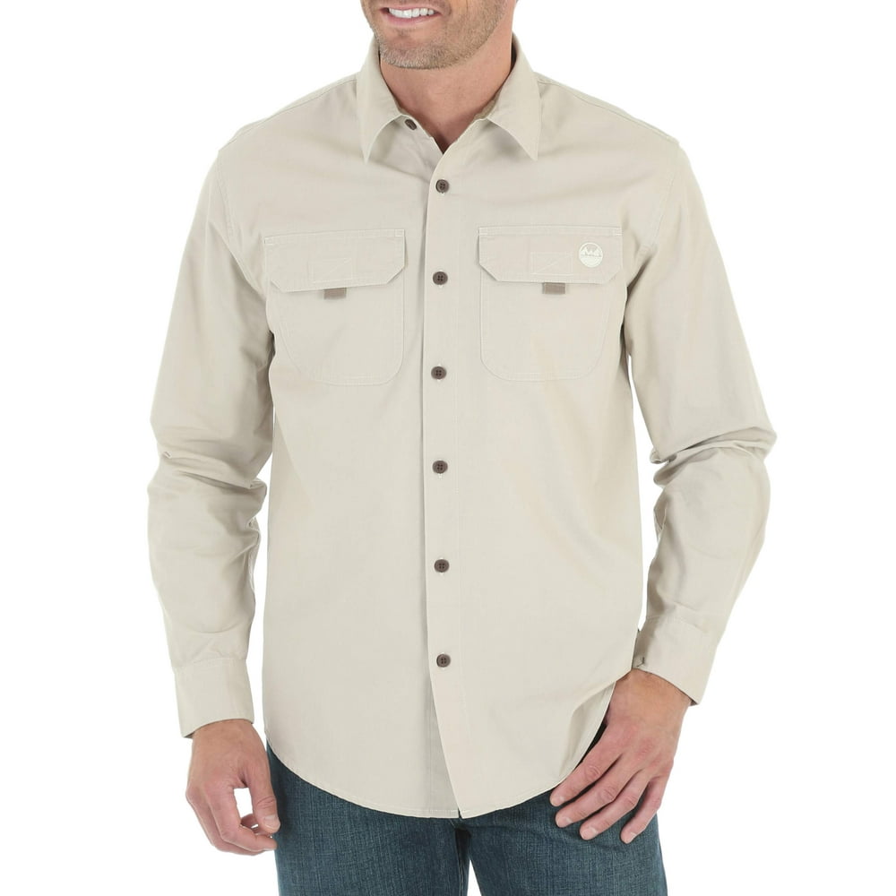 Wrangler - Men's Long Sleeve Woven Canvas Shirt - Walmart.com - Walmart.com