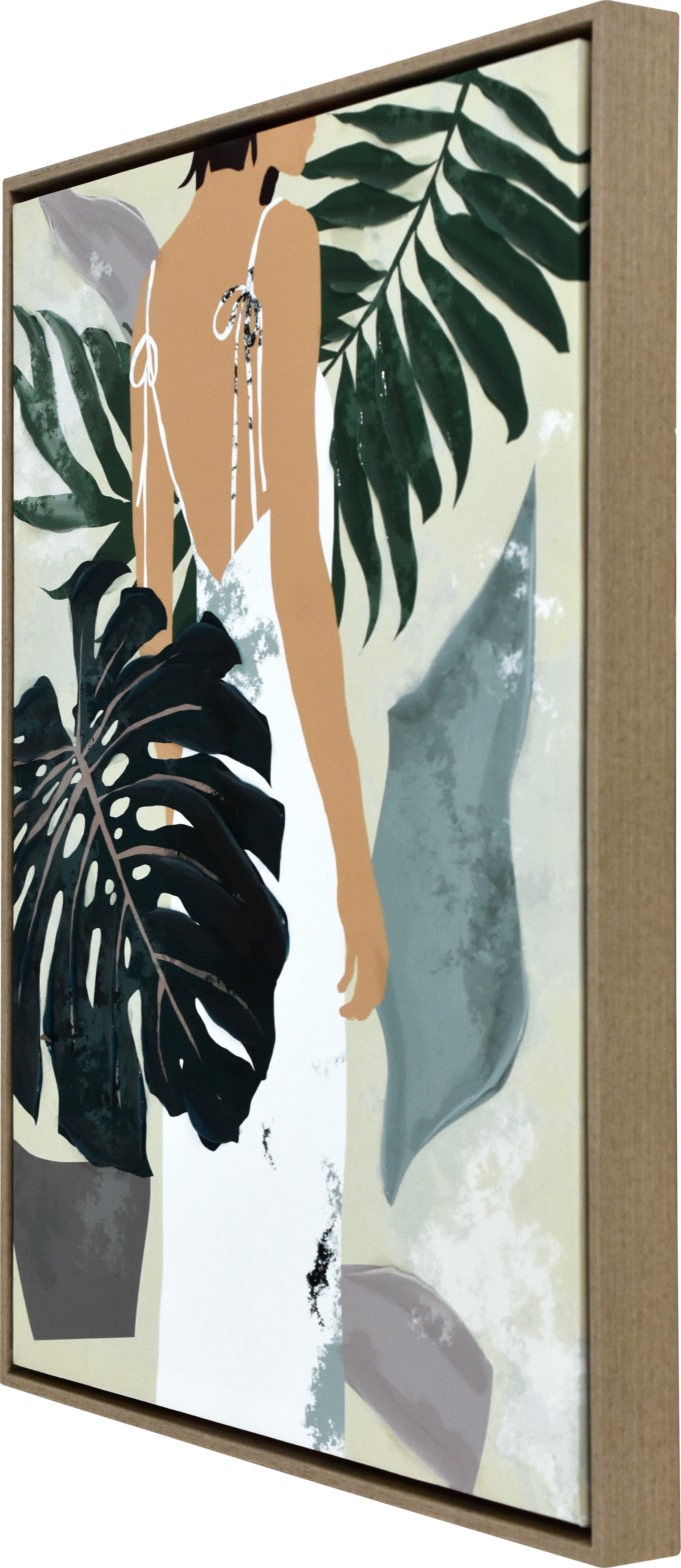 Crystal Art Gallery CA 18x23 Summer Shades I by Melissa Wang Framed Canvas Wall Art, Modern Tropical Abstract Woman Artwork
