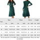 thumbnail image 2 of Vestido Vestido de punto acanalado casual de una línea de mujer vestido de suéter elegante de color sólido Kuymtek  Verde T XL para Mujer, 2 of 8