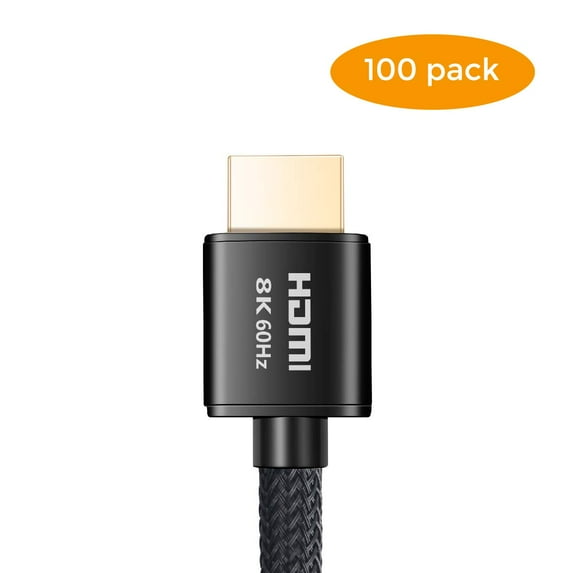 Buyer's Point 8K Ultra High Speed HDMI 2.1 Cable (6ft) with 120Hz & 48Gbps, compatible with Apple TV, Nintendo Switch, Roku, Xbox, PS5, PS4, Projector, HDTV, Bluray (100 Pack) (Black)