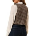 thumbnail image 3 of MODA NOVA Juniors  V Neck Cinched Waist Button Asymmetric Stretchy Plaid Sleeveless Jacket, 3 of 6