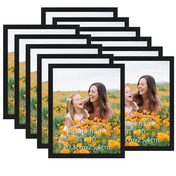 Black 8x10 Picture Frames for Wall Mounted and Tabletop Display, 12 Pack