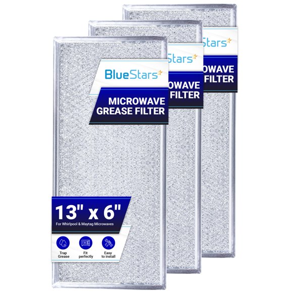 BlueStars W10208631A Microwave Grease Filter Replacement Part - Compatible with Whirlpool & Maytag Microwaves - Replaces PS3650910
