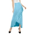 thumbnail image 3 of Made by Johnny Women's Wrapped High Low Ruffle Maxi Skirt XS AQUA, 3 of 6
