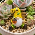 thumbnail image 6 of Kmonabie Resin Garden Gnome Ornament Set, 3 Miniature Fairy Gnome Statues with Insect Floral Details, Small Tabletop Planter Decor for Indoor Outdoor Fairy Garden Scene, Yellow, 6 of 7