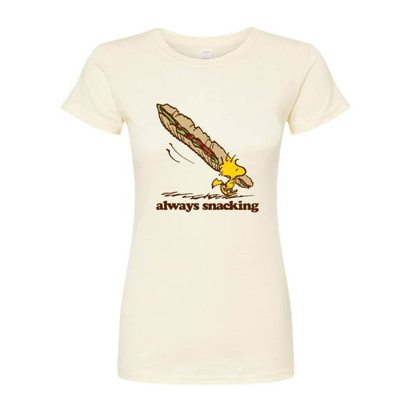 Peanuts - Always Snacking - Juniors Fitted Graphic T-Shirt