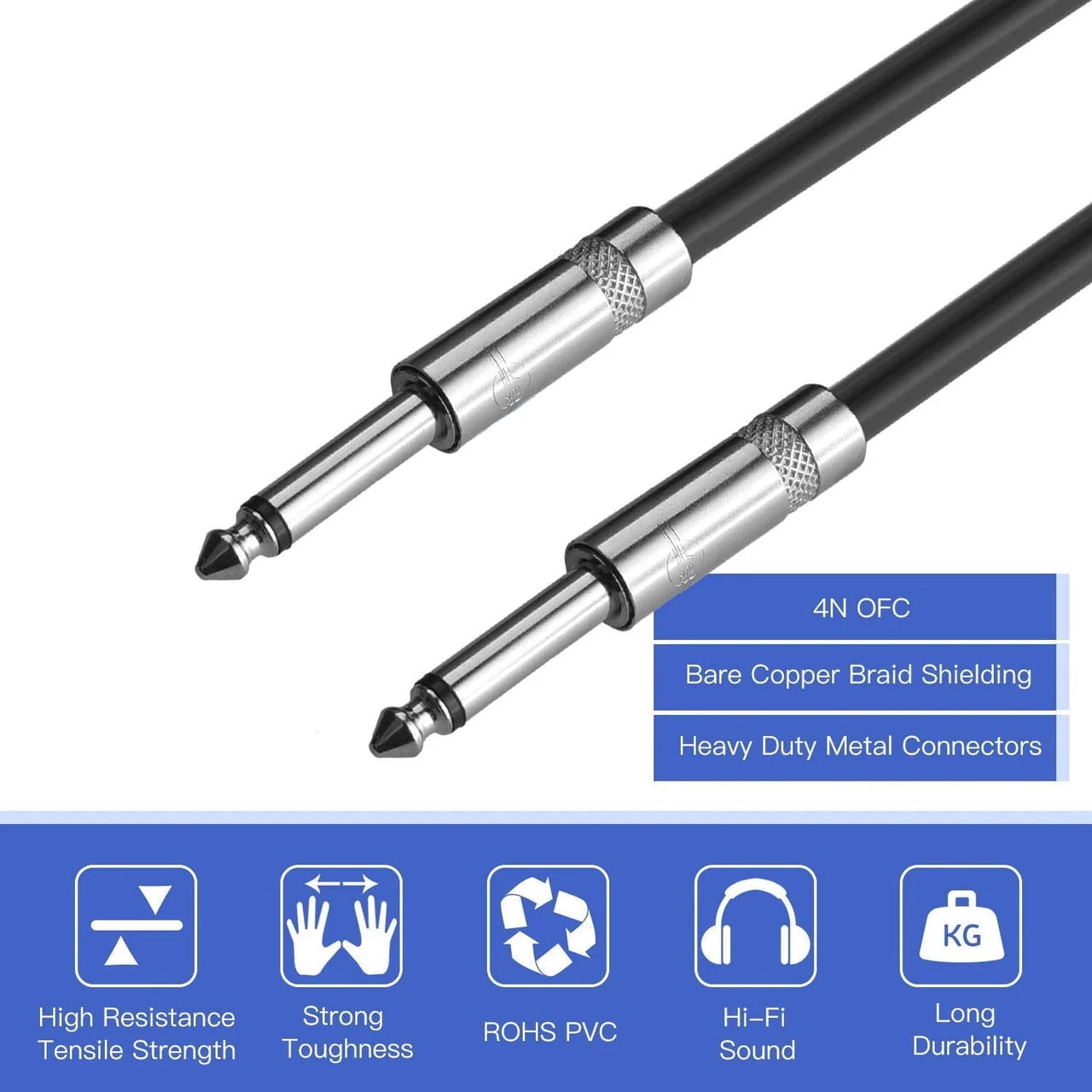 MR DJ CQQ100 100' Pro PA DJ Karaoke 1/4" Male to 1/4" Male Mono Audio Amp Patch Cords Speaker Wire PA Cable