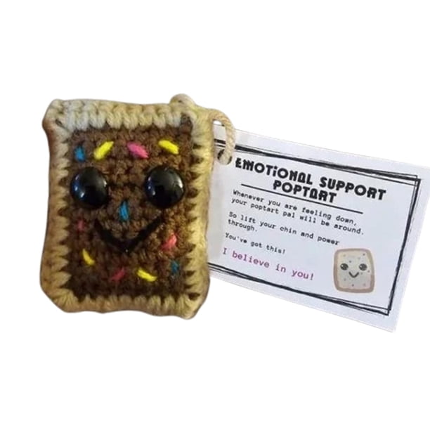 Clearance Crochet Keychain Emotional Support PopTart, Cute Handmade Knitting Doll Toys Ornaments With Positive Card