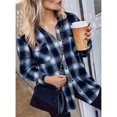 thumbnail image 1 of Camisa A Cuadros Para Mujer, Pu?os Con Botones Amigables Con La Piel, Cuello De Solapa Versátil, Camisa A Cuadros Suelta De Manga Larga Con Bolsillos En El Pecho Para La Escuela ANGGREK Otros, 1 of 6