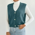 thumbnail image 2 of Tnhcen Women's Sleeveless Knit Vest V-Neck Button Waistcoat Layering Piece Polyester Vest Top Casual Sleeveless Cardigan Autumn Layering Vest S-L, 2 of 9