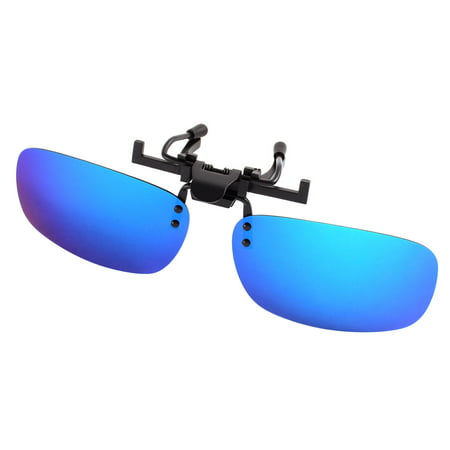 Unisex Cycling Gradient Blue Lens Rimless Clip On Polarized Sunglasses