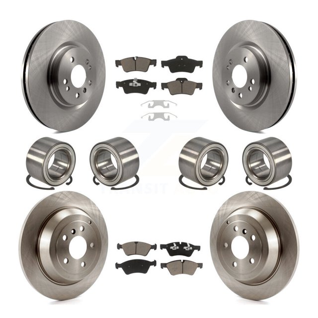 Transit Auto Front Rear Wheel Bearings Disc Brake Rotors and Ceramic Pads Kit (10Pc) for Car Mercedes-Benz ML350 ML320 ML500 R350 - Left Right Side (Driver Passenger) KBB-117407