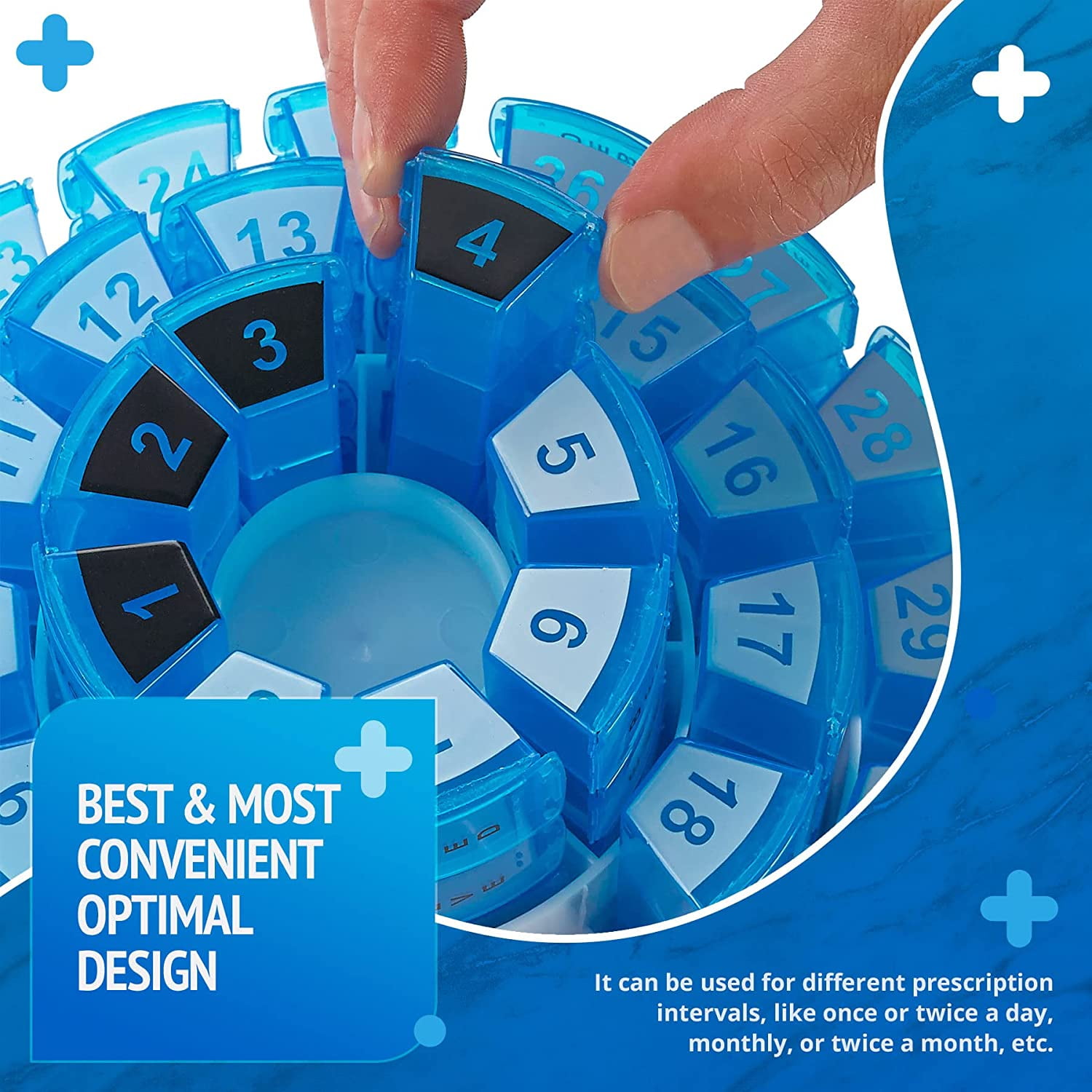 MEDca Monthly Pill Organizer – 31-Day BPA-Free Rotating Pill Dispenser