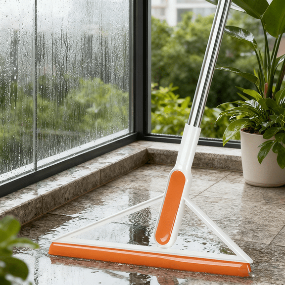 Floor Squeegee Broom Rubber Window Squeegee for Floor 35.4" Long Handle Adjustable Floor Wiper for Concrete Tile Shower Bathroom Water
