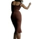 thumbnail image 4 of VISgogo Vestido ajustado informal para mujer, vestido a media pierna de corte bajo sin mangas de color sólido VISgogo moda, 4 of 5