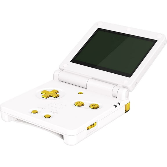 eXtremeRate Chrome Gold Glossy Custom Full Set Buttons for Gameboy Advance SP, Replacement Button for GBA SP Console