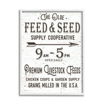 Stupell Industries The Old Feed and Seed Co-Op Graphic Art White Framed Art Print Wall Art, 11x14, by Lettered and Lined
