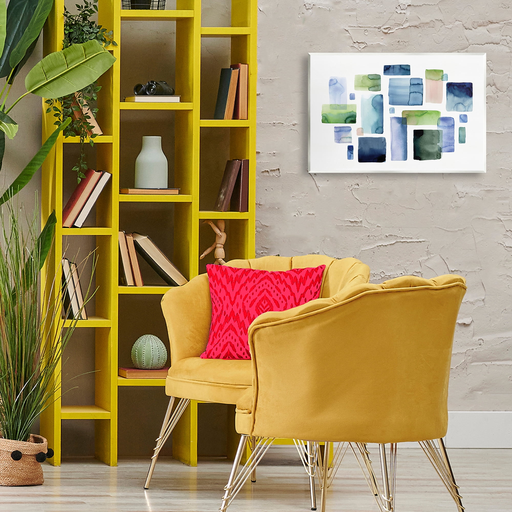 Stupell Industries Asymmetrical Watercolor Shapes Abstract Painting Unframed Art Print Wall Art, 19 x 13