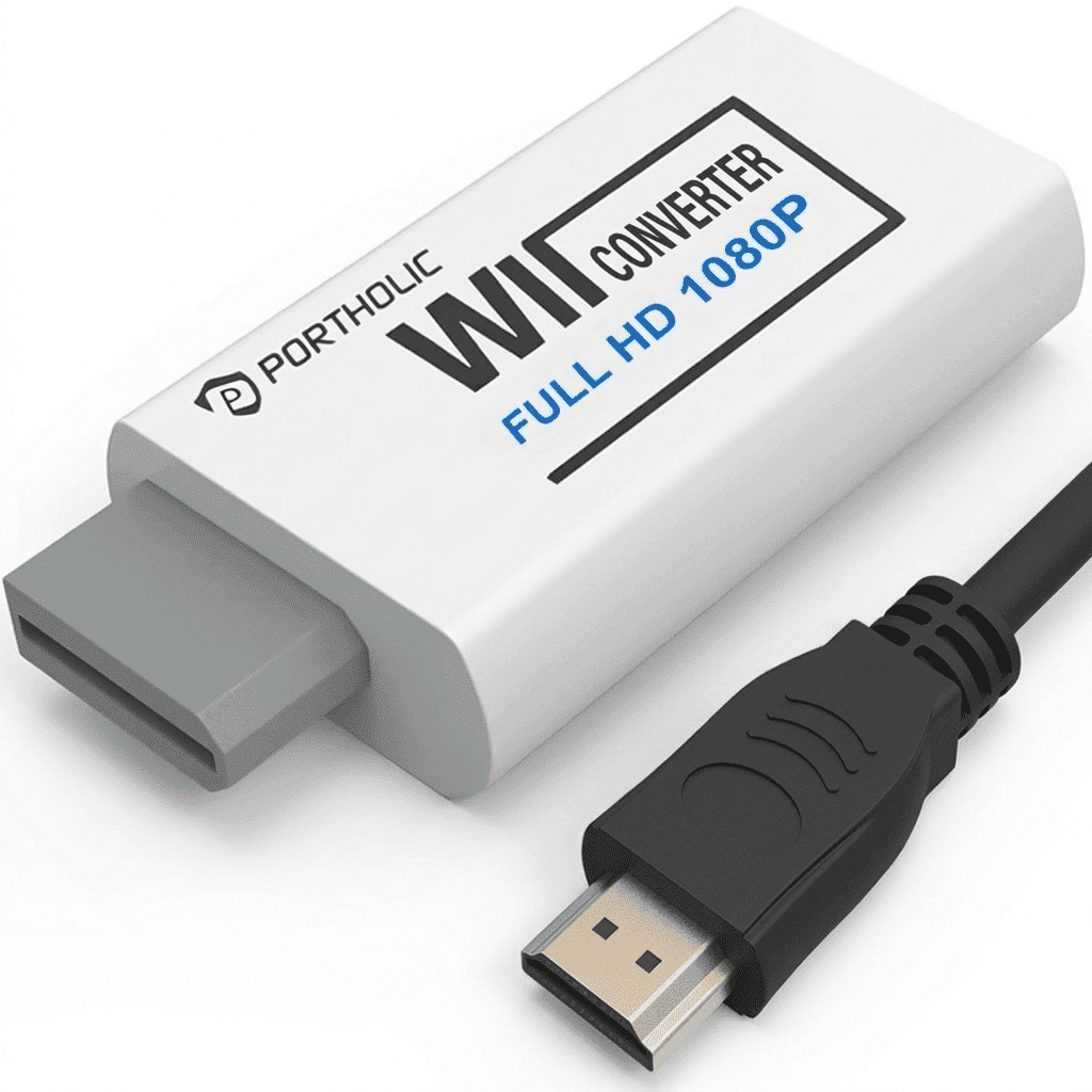 Wii to HDMI Converter , PORTHOLIC 1080P Wii2 HMDI Adapter with Cable for Nintendo Wii, Wii U, HDTV, Monitor