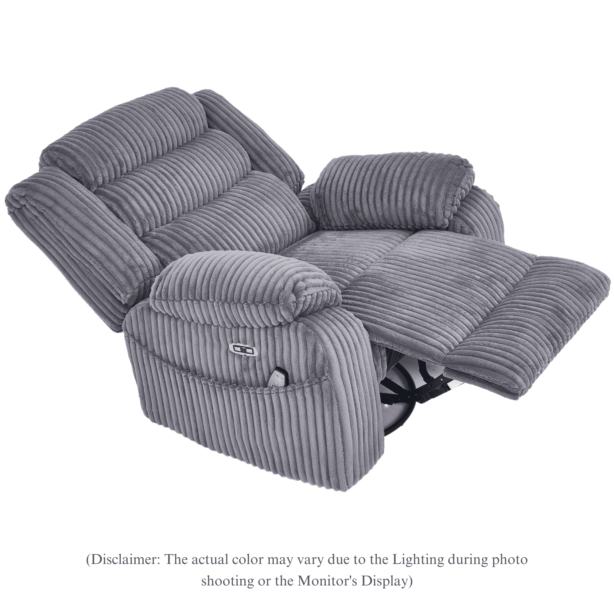 JUUXO Extra Wide Rocking Power Recliner Chair 270° Swivel with Heat Massage - USB & Type C Charging Port - Velvet Swivel Reclining Chair for Living Room Bedroom Office