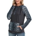 thumbnail image 2 of Sudadera con Capucha de Manga Larga Diseño de Costuras con Estampado de Leopardo Sudadera con Capucha para Mujer con Bolsillo para Oficina de Viaje en casa Gris Oscuro L, 2 of 6