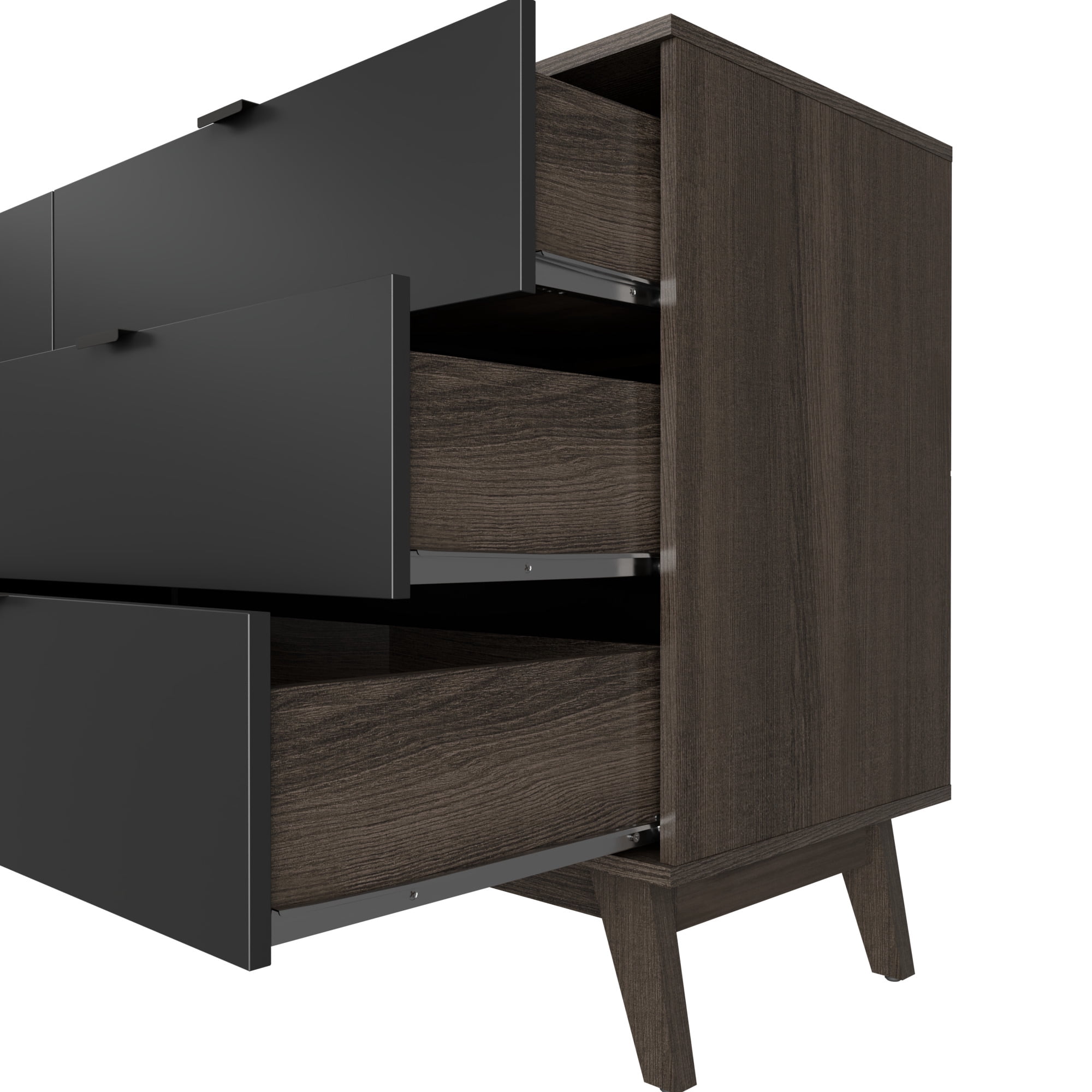 Kappesberg Hanford 6-Drawer Dresser – Dark Brown/Black, Modern 57"W Storage - for Adults and Teens