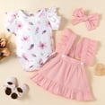 thumbnail image 5 of Gibobby Conjunto de pantalones para niños Ropa para Niñass recién nacidas, de manga corta con volantes florales, vestido general para Niñass(Rosa, 3-6 Meses), 5 of 5