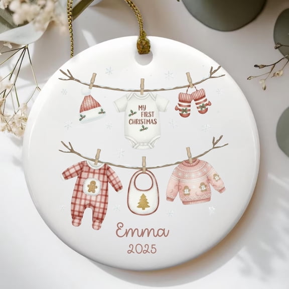Baby’s First Christmas Ornament 2025, Personalized Reading Baby Book Lover Keepsake for Boy or Girl