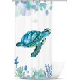 thumbnail image 2 of Sea Turtle Stall Shower Curtain 36Wx72H Inch Small Walkin Teal Blue Under The Sea Animal Beach Ocean Themed Nautical Coastal Fabric Waterproof Polyest, 2 of 4
