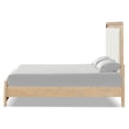 thumbnail image 4 of Furniture of America Riven Queen Upholstered Arched Headboard Solid Wood Panel Bed, Natural, 4 of 13