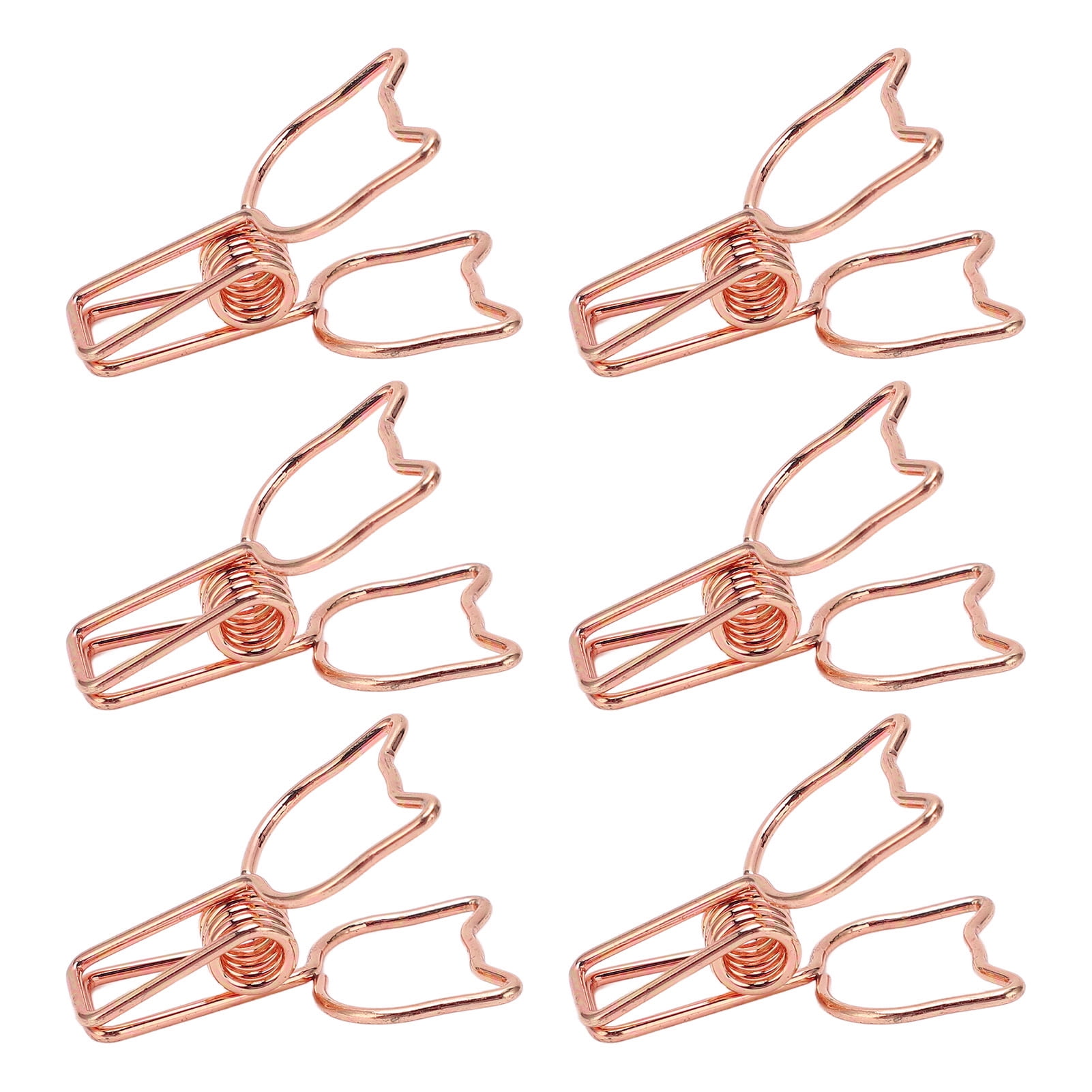 BOKYAN 100pcs Binder Clips Cute Cartoon Cat Shape Metal Hollowed Long Tail Clips Paper Clamps Office Supplies Rose Gold (5.91 inches / 15 cm)