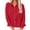 hgg407-Red, variant on Ounisa Women's Slub Linen Blend Solid Front Patch Pocket Button Down Camp Collar Long Sleeve Shirt with Scallop Hem, Wrinkle Resistant Breathable Lightweight Summer Blouse