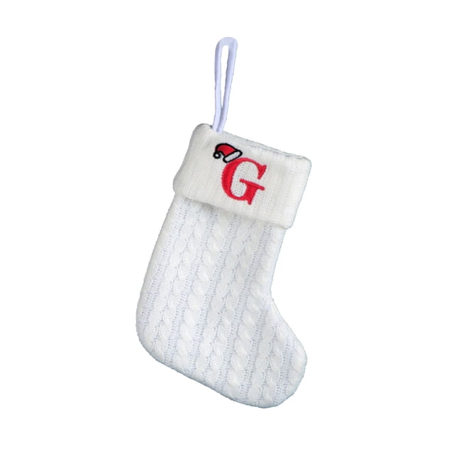 Decorative Knitted Christmas Socks Bag for Kids with Embroidery Letters Candy Themed Holiday Stocking