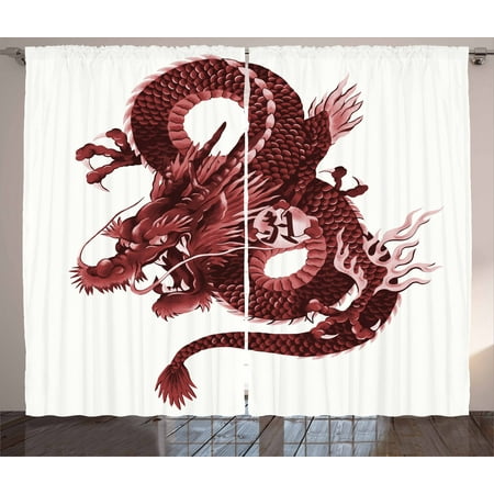 Dragon Curtains 2 Panels Set Japanese Dragon Figure Tatsu Deity