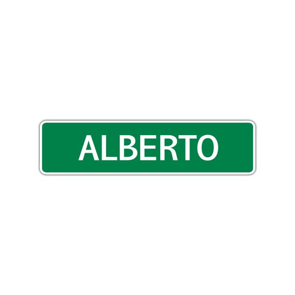 Alberto Boys Children Name Letter Printed Label Indoor Outdoor Unique Wall Plaque Decoration Aluminum Metal Sign 4"x18"