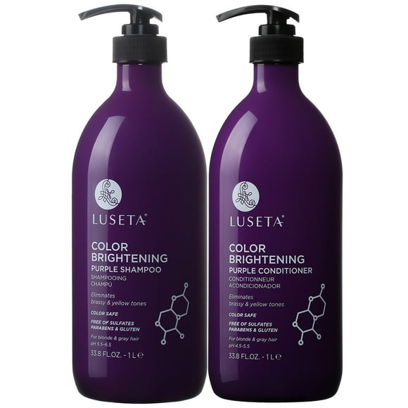 Luseta Ensemble Shampooing et après-Shampooing Color Violet pour Cheveux Blonds et Gris Infusé à l'Huile de Coco Nucifera pour Aider à Nourrir Hydrater et Conditionner les Cheveux 2X33.8Oz